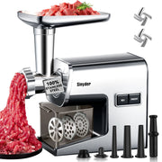 Sinyder Electric Meat Grinder with 700W Motor, Metal Gears, Stainless Steel Mincer, Sausage Stuffer, Silver, MG-202