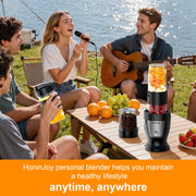 HoninJoy Smoothie Blender, 650W Personal Blenders for Shakes and Smoothies with Grinder Cup & 2 BPA-Free Portable Cups