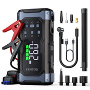 Featou High-Power 8500A Car Jump Starter with 150PSI Cordless Air Compressor, Blower, Smart Clamp LCD, 9 in 1 Portable Power Pack