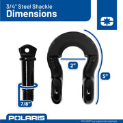 Polaris Heavy-Duty Steel Shackle, 3/4 in Diameter, 9,500 lbs Load Capacity, 32,500 lbs Break Strength, Secure 7/8 in Locking Pin