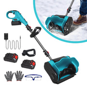 ZLieatmp Cordless Electric Snow Shovel, 21V Brushless Motor, 10-Inch Clearing Width, Lightweight Blue, with 2 Batteries