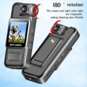Musicozy Mini Body Camera, 4K HD Video, 180 Rotating Lens, Smart Motion Detection, IR Cut Auto Night Vision, Loop Recording, Portable Camcorder, Black
