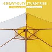 Ainfox 7.5ft Market Patio Umbrella, Round Yellow White Stripe Canopy, Waterproof UV-Resistant Polyester, Steel Pole, Crank Open, Vented Design, OB-OTU058YE