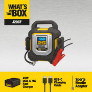 Stanley FatMax 2000 Peak Amp Car Jump Starter with 120 PSI Air Compressor, USB Power Bank, Metal Clamps, Yellow