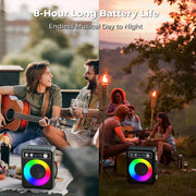 Bonaok T03-BK-MI053AB Karaoke Machine with 2 Wireless Microphones, Black