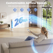 TASKBAY Tower Fan, 40-Inch Bladeless Electric Fan, 90 Oscillating Stand Fan with Remote, 4 Speeds, 26 ft/s Airflow, 12-Hour Timer, Ultra-Quiet 28 dB, White, TF011