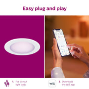 Philips Smart Wi-Fi Connected LED 85-Watt Recessed Can Downlight, Full-Color and Tunable White, Dimmable, Frosted 5-6 Inch Trim Size, E26 Base, 4-Pack, 562314-4