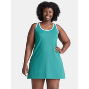 Avia Women's and Women's Plus Racerback Active Piped Dress, TEAL, L
