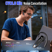 Aptkdoe Bluetooth Headset H08, Single-Ear Wireless Earpiece with ENC Noise Canceling Mic, 20H Talk Time, 180H Standby, Black