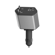 Zsou 4-in-1 Retractable Car Charger with USB-C and Lightning Cables, Dual USB Ports, 45W Total Output, Black