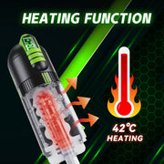 Heating Automatic Male Masturbator Cup, 9 Vibrating Modes, 5 Thrusting Modes, 42 Heating Function, Gray/Green