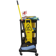 Rubbermaid FG617388BLA 3-Shelf Cart with Zippered Yellow Vinyl Bag, Black