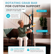 Stander Wonder Pole Plus Safety Assist Pole with 360-Degree Rotating Double Grab Bar, Tension Mounted Floor to Ceiling Support for Seniors, Black, Fits 7 to 10 ft Ceilings, Supports 300 lb, 1110-B