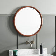 Signature Hardware Novak Bathroom Mirror, 24in Circular Flat Framed, True Walnut, 560570