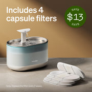 Petlibro Capsule Cat Water Fountain, 67oz Stainless Steel Tray, Ultra Quiet, Two Flow Modes, BPA-Free, Includes Replacement Filters and Cleaning Brush