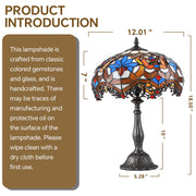 SUNMORY 18.5 in Stained Glass Tiffany Style Table Lamp, Multicolor, LED Bulb Included