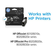 HP 3YL65AN#RFD 910XL High Yield Black Original Ink Cartridge, 825 Page Yield, Compatible with OfficeJet Pro 8020 Series