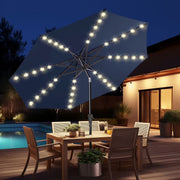 Patbrela 9ft Solar Polyester 32 LED Lighted Patio Umbrella with Tilt Adjustment and UV-Resistant