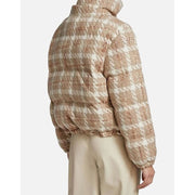 En Saison Women's Brown Check Arlo Drawstring Hem Puffer Jacket Size M