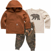 Carhartt Fleece Jacket, Long-Sleeve T-Shirt, and Camo Pants 3-Piece Set for Baby Boys - Mossy Oak Break-Up - 3 Months
