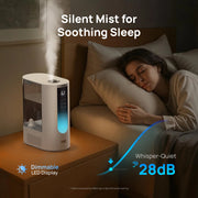 DREO 6L Humidifier for Large Room, Warm and Cool Mist, 60H Runtime, Fast Heating, Precise Humidity Control, Top-Fill Design, Quiet Operation, White