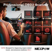 NEXPOW C801 OBD2 Scanner Diagnostic Code Reader with Oil Reset, EPB Reset, Battery Test, 2.8-Inch Color Screen for All 1996+ OBDII Cars