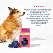 Pet Life Unlimited Waterless Powder All-in-One Applicator Dog Brush, Soft FlexiSoft Bristles, Ergonomic Handle, Blue