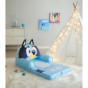 Disney Bluey Toddler 2-in-1 Polyester Flip Out Chair Reclining Lounger, Blue - Ages 1-5