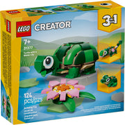 LEGO Creator 3 in 1 Turtle with Water Lily Flower Building Toy, 124 Pieces, Multicolor, 6581019