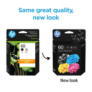 HP N9H63FN#RFD 60 Tri-Color and Black Ink Cartridge Combo Pack, Original Ink, 2-Pack