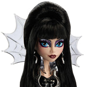 Mattel Monster High Skullector Elvira Mistress of the Dark Doll, Black Faux Leather Dress, Silvery Batwing Cape, Chain Belt, Doll Stand, HYV99