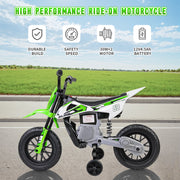 Farmdex 12V Electric Ride On Motorcycle for Kids, Dual 30W Motors, Twist Grip Throttle, Built-in Music and Bluetooth, Red, 2 Training Wheels
