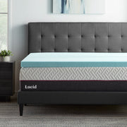 Lucid Cooling Gel and Aloe Plush Memory Foam Mattress Topper, 3 in Thickness, Blue, Twin, WMLU20FF30GT