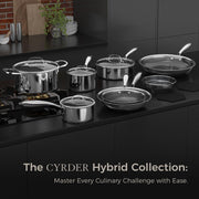 Cyrder 14 Piece Hybrid Hex Nonstick Stainless Steel Cookware Set, Induction Compatible, Oven Safe, Dishwasher Safe