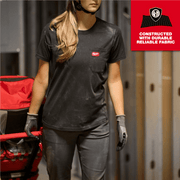 Milwaukee Women's Gridiron Short Sleeve Pocket T-Shirt, Black, Large, F451B-L