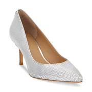 Lauren Ralph Lauren Lanette Pump Women's Shoes, Polished Silver Suede, Pointed Toe, Padded Insole, Slip-On, 2.75 in Heel, 802939975001