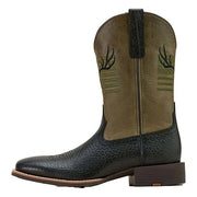 Ariat Sport Antlers Men's Western Boots, Black Adobe, Embroidered Deer Skull and American Flag, Square Toe, 1.5in Horseman Heel, Size 11.5M, 10061231