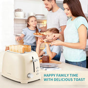 Sun Biomass 2 Slice Toaster with Extra Wide 1.5 in Slots, Retro Stainless Steel, 6 Browning Settings, Cancel Bagel Defrost Functions, Removable Crumb Tray, Cream WT-330C