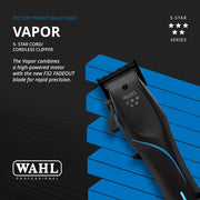 Wahl Professional 5-Star Vapor Cordless Hair Clipper with F32 FadeOut Adjustable Balding Blade, Brushless Motor, Black