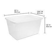 Sterilite 58 Quart Clear Plastic Storage Bin with White Snap-On Lid, Stackable, BPA-Free, Pack of 8
