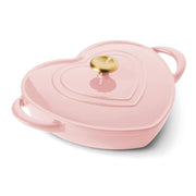 Tramontina 3-Quart Heart Shape Enameled Cast Iron Dutch Oven (Shallow, Oven Safe) Pink