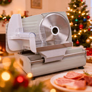 Valley Sportsman Electric Food Slicer, 7.5 Inch Stainless Steel Blade, 180W Motor, Adjustable Thickness 0-15mm, Aluminum Body, Silver, 1A-FS222