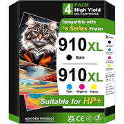 WISDOC 910XL-4PK Printer Ink Cartridge Set, High Yield Black Cyan Magenta Yellow, 4-Pack