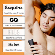 Meridian The Trimmer Original Body Hair Groomer with Waterproof Design, Ceramic Blade, Adjustable Guide Combs, Rechargeable USB, Onyx Black