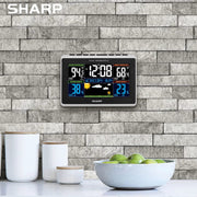 Sharp Weather Station with Wireless Indoor Outdoor Thermometer, Humidity Monitor, Atomic Clock, Alarm, Calendar, 12-Hour Forecast, AC or Battery Powered, SPC1027AMZ
