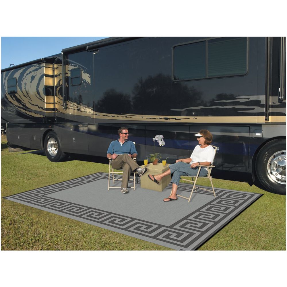 AUTO DRIVE 15600001 9 x 12 inches Gray Reversible RV Outdoor Patio Mat ...