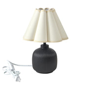 Home Decor Collection Black Ceramic Table Lamp with Off-White Scalloped Shade, 12.5 in, Contemporary Style