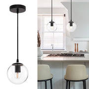 JOPESO Pendant Light Fixture Clear Globe Industrial Modern Hanging Lamp Adjustable Height L24027