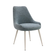 Acme Laela Upholstered Dining Chair Set of 2, Blue Boucle Fabric, Bone White Metal Frame, D22/D28 Foam Cushioning, DN03696