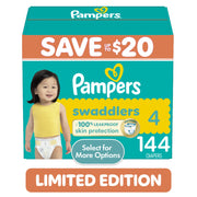 Pampers Swaddlers Baby Diapers Size 4, 144 Count - Ultimate Leak Protection